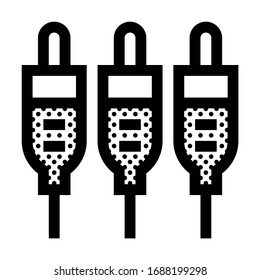 Composite Video Plug with Audio Plug. Icon Filled with Dots.