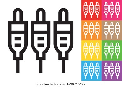 Composite Video Plug with Audio Plug. Line Icon With Different Color Background.