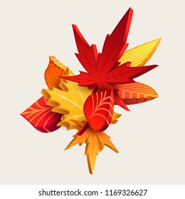 Composition of 3d autumn leaves