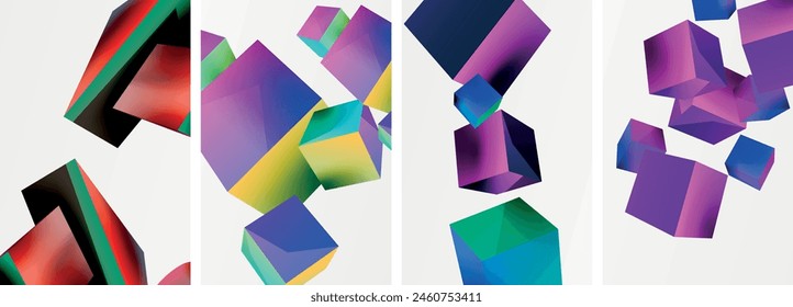 Composición de cubos 3d y otros Elementos geométricos diseño de fondo para Fondo de pantalla, tarjeta de visita, cubierta, póster, Anuncio, folleto, cabecera, Sitio web