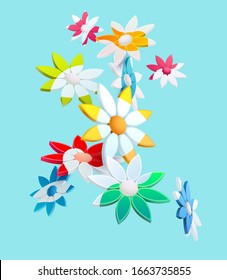Composition of 3D stylized flowers