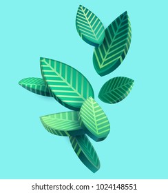 Composition of 3D stylized leaves 