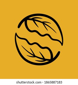 Composición de un círculo abstracto de hojas. Logo otoñal. Vector