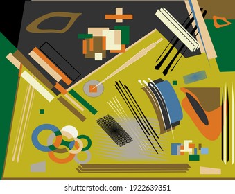 composición de formas coloridas abstractas sobre fondo verde