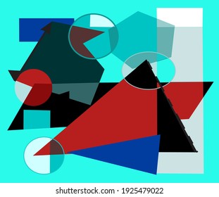 composition of abstract colorful shapes on  blue background