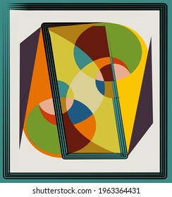 composition of abstract colorful shapes on  beige background