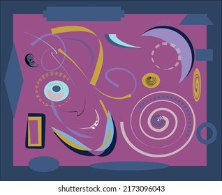 composition of abstract colorful shapes on purple
 background