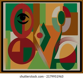 composición de formas coloridas abstractas sobre fondo marrón