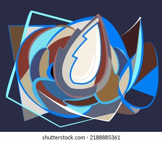 composición de formas coloridas abstractas sobre fondo azul