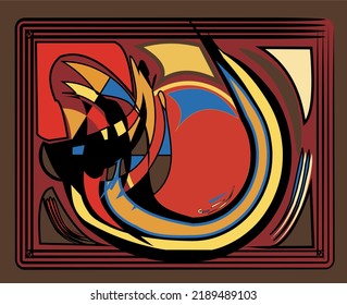 composition of abstract colorful shapes on brown background