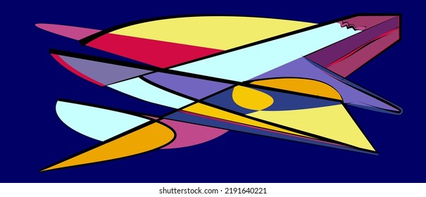 composition of abstract colorful shapes on  blue background