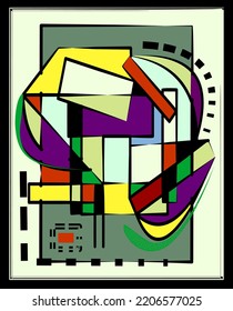 composition of abstract colorful shapes on  green background