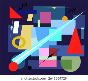 composition of abstract colorful shapes on  blue background