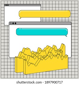 Composition of abstract graphs, plots and charts. Concept of data visualization and analysis.