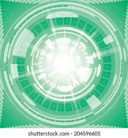 Composition of abstract radial grid and lights as a concept metaphor for technology, science and entertainment