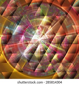 Composition of abstract radial grid and lights as a concept metaphor for technology, science and entertainment