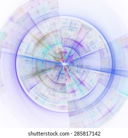 Composition of abstract radial grid and lights as a concept metaphor for technology, science and entertainment