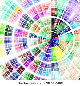 Composition of abstract radial grid and lights as a concept metaphor for technology, science and entertainment