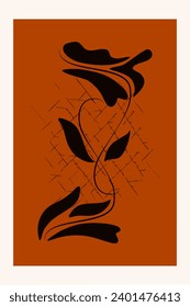 Composition of abstract shapes and botanical elements, style minimalism, hand drawn. Poster, room interior decor, postcard, concept, clipart, vector 