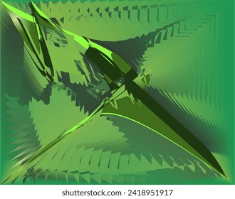 composition of abstract shapes with gradient shades of green as one of the elements in the visual design