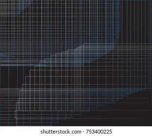 Composition with abstract shapes on the black background