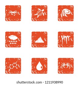 Composition of the animal icons set. Grunge set of 9 composition of the animal vector icons for web isolated on white background