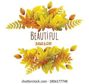 Composición de hojas de otoño. Matemáticas del otoño. Colores cálidos. Hermosa temporada. Vector