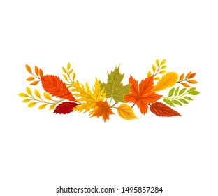 Composition of autumn leaves. Vector illustration on a white background.