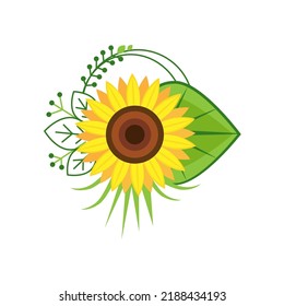 Zusammensetzung mit schöner Sonnenblume auf weißem Hintergrund
