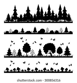 composition black forest on a white background flat style trees