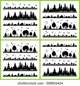 composition black forest on a white background flat style trees