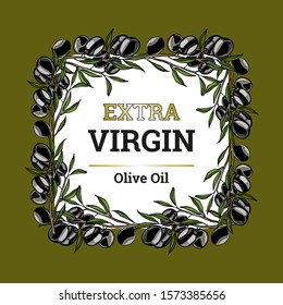 Composition of black olives. For labels for olive oil. Just add your text and logo.
