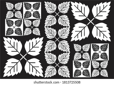 La composición de las hojas negras y blancas, muy artística, es adecuada para el fondo. EPS vectorial 10