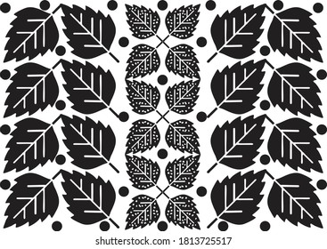 The composition of black and white leaves, which is very artistic, is suitable for the background. vector EPS 10