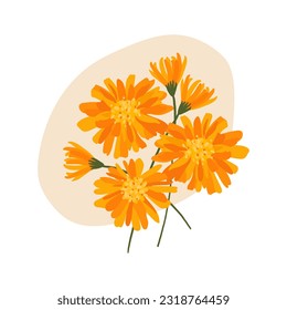 composition of blooming flowers. poster with calendula. vibrant vibrant flowers.