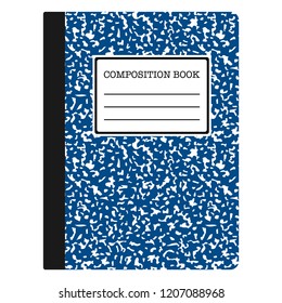 Composition Book - Blue composition notebook with copy space isolated on white background