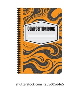 Composition book with designer cover. Vector illustration