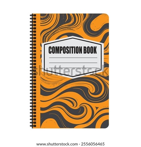 Composition book with designer cover. Vector illustration