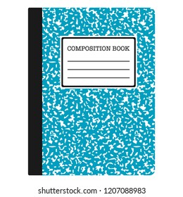 Composition Book - Light blue composition notebook with copy space isolated on white background