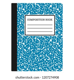 Composition Book - Light blue composition notebook with copy space isolated on white background