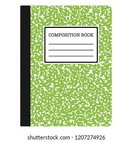 Composition Book - Light green composition notebook with copy space isolated on white background