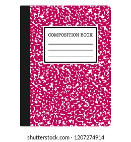 Composition Book - Magenta composition notebook with copy space isolated on white background