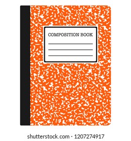 Composition Book - Orange composition notebook with copy space isolated on white background