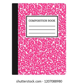 Composition Book - Pink composition notebook with copy space isolated on white background