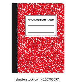Composition Book - Red composition notebook with copy space isolated on white background