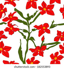 The composition of bright flowers on a white background. Pattern.