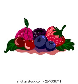 composition with bright  juicy berries