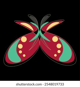 Composition with bright multi-colored butterflies. Mixed media. Vector illustration