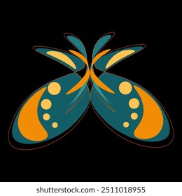 Composition with bright multi-colored butterflies. Set colorful butterflies