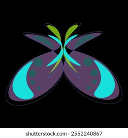 Composition with bright multi-colored butterflies. Set of beautiful multi-coloured butterflies